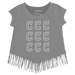Cleveland Guardians Tiny Turnip Girls Youth Logo Grid Fringe T-Shirt for sale