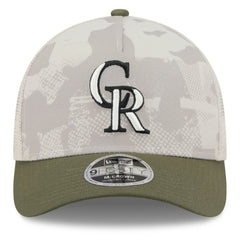 Colorado Rockies New Era 2025 Armed Forces Day 9FORTY M-Crown A-Frame Adjustable Hat Lifestyle
