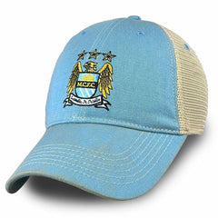 Manchester City 1863FC Retro Tea Washed Vintage Trucker Adjustable Hat - Sky Blue