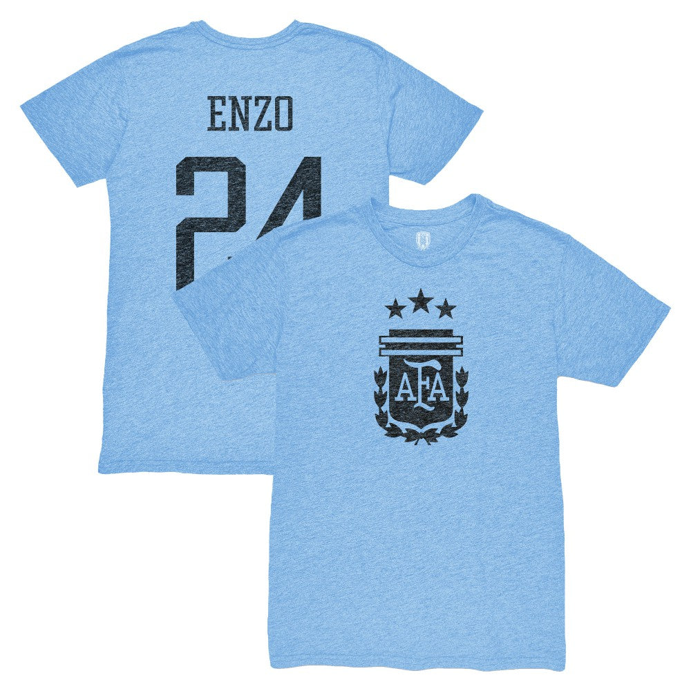 Enzo Fernández Argentina National Team 1863FC Player Vintage Tri-Blend T-Shirts - Light Blue