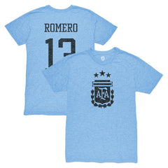 Cristian Romero Argentina National Team 1863FC Player Vintage Tri-Blend T-Shirts - Light Blue