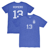 Cristian Romero Argentina National Team 1863FC Player Vintage Tri-Blend T-Shirts - Blue