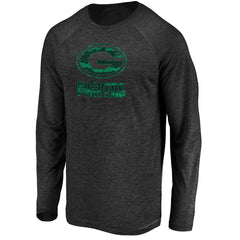 Green Bay Packers Iconic Striated Dark Logo Raglan Long Sleeve T-Shirt Black - Fanatics