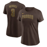 Jackson Merrill San Diego Padres Nike Women's Cooperstown Collection Fuse Name & Number T-Shirt Lifestyle