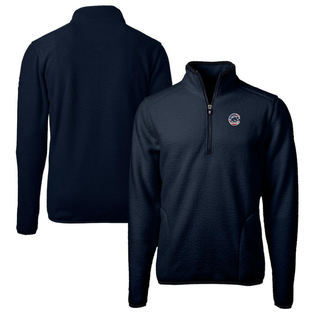 Chicago Cubs Cutter & Buck Big & Tall Americana Cascade Eco Fleece Quarter-Zip Jacket On Sale
