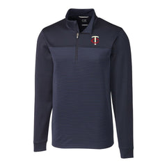 Minnesota Twins Cutter & Buck Big & Tall Traverse Stripe Stretch DryTec Quarter-Zip Top Lifestyle