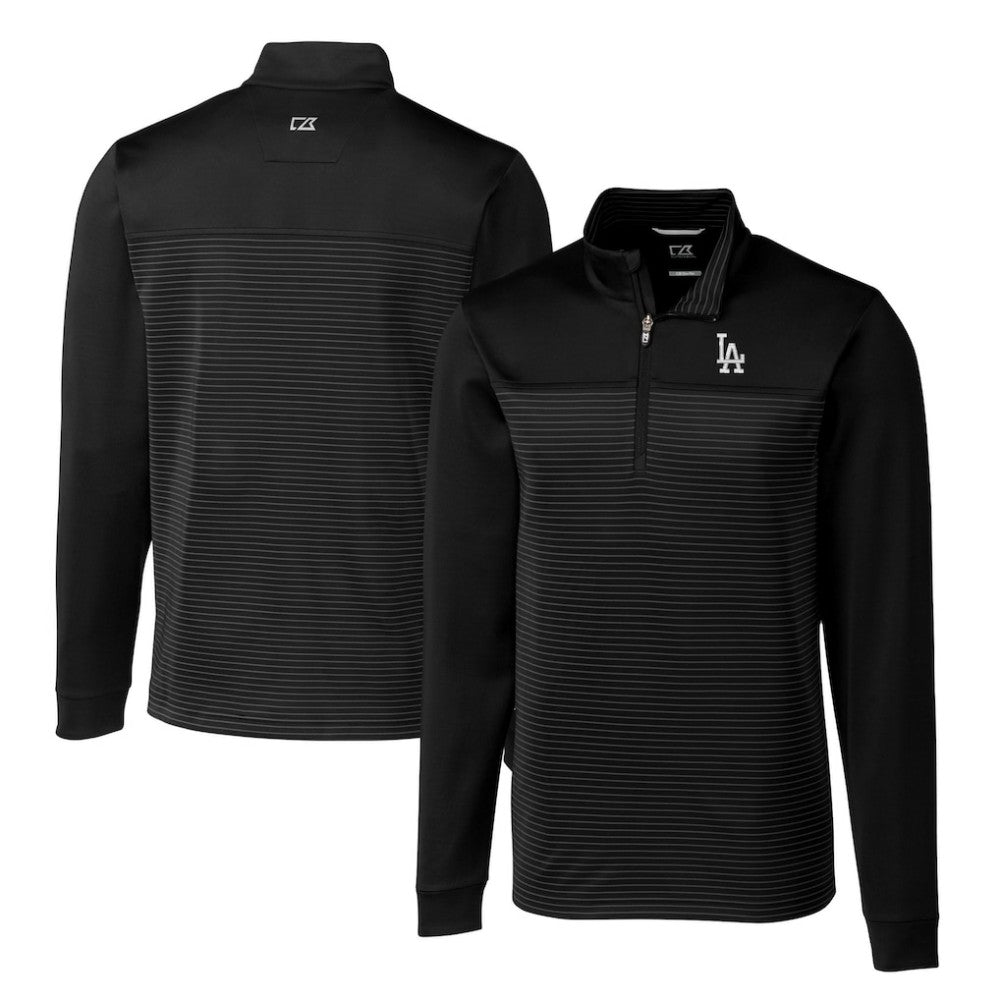 Los Angeles Dodgers Cutter & Buck Big & Tall Traverse Stripe Stretch DryTec Quarter-Zip Top Lifestyle
