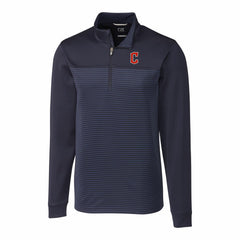 Cleveland Guardians Cutter & Buck Big & Tall Traverse Stripe Stretch DryTec Quarter-Zip Top discount