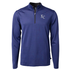 Kansas City Royals Cutter & Buck Virtue Eco Pique Micro Stripe Recycled Quarter-Zip Pullover Top Lifestyle