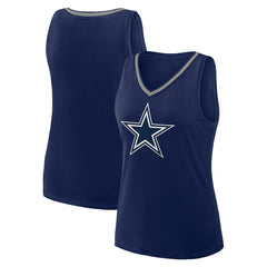 Dallas Cowboys Logo Athletic Women's Stellar Win V-Neck Tank Top Navy - NFL