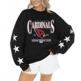 Arizona Cardinals Gameday Couture Women's Rhinestone Star Sleeve Settle the Score Oversized Tri-Blend Pullover Black - NFL