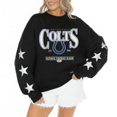 Indianapolis Colts Gameday Couture Women's Rhinestone Star Sleeve Settle the Score Oversized Tri-Blend Pullover Black - NFL