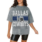 Dallas Cowboys Gameday Couture Women's Oversized Mini Rhinestone Classic T-Shirt Gray - NFL