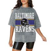 Baltimore Ravens Gameday Couture Women's Oversized Mini Rhinestone Classic T-Shirt Gray - NFL