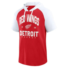 Detroit Red Wings - Logo Athletic Prime Raglan Short Sleeve Pullover Hoodie Red