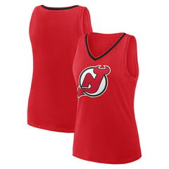 New Jersey Devils - Logo Athletic Women's Stellar Win V-Neck Tank Top Red
