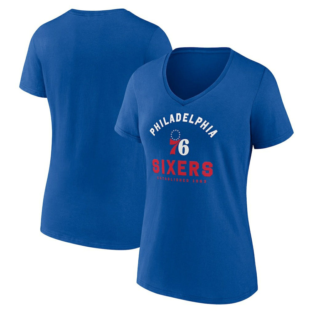 NBA - Philadelphia 76ers Logo Athletic Women's Unrivaled V-Neck T-Shirt - Royal