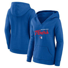 NBA - Philadelphia 76ers Logo Athletic Women's Triumphant V-Neck Pullover Hoodie - Royal
