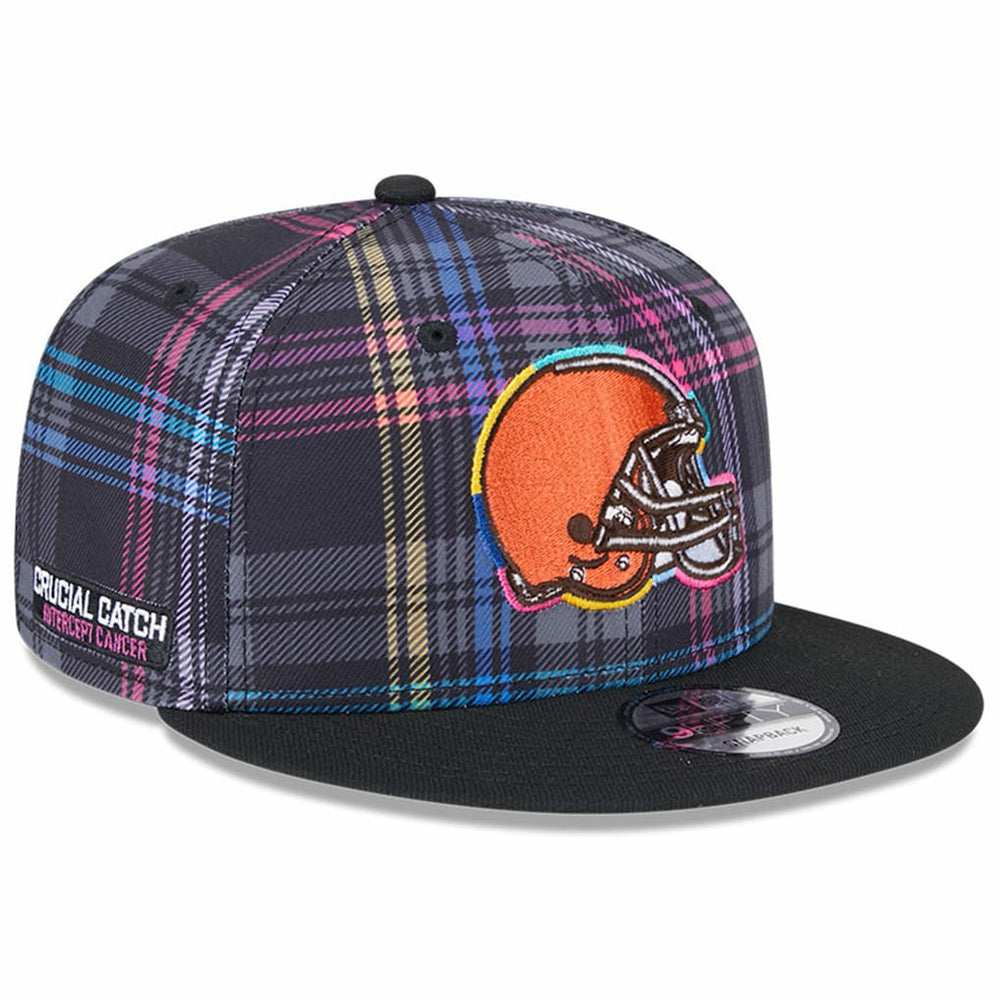 Cleveland Browns New Era 2024 NFL Crucial Catch Plaid 9FIFTY Snapback Hat Black - NFL