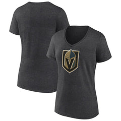 Vegas Golden Knights Women's Primary Logo V-Neck T-Shirt Charcoal