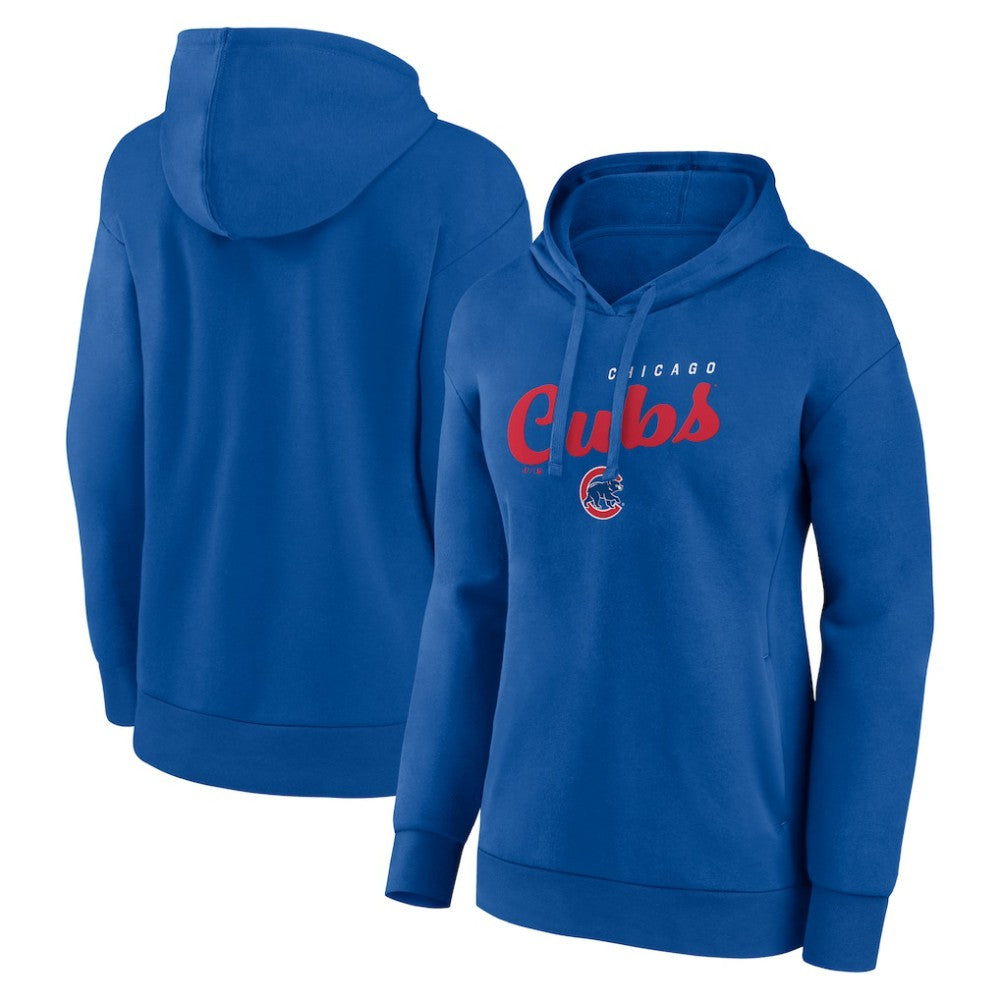 Chicago Cubs Logo Athletic Women's Logo Triumphant V-Neck Pullover Hoodie Clearance