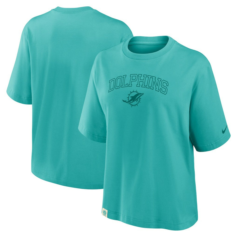 Miami Dolphins Women's Glory Arch Boxy T-Shirt Aqua - Nike