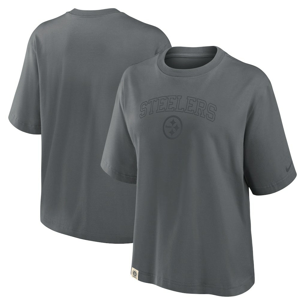 Pittsburgh Steelers Women's Glory Arch Boxy T-Shirt Charcoal - Nike