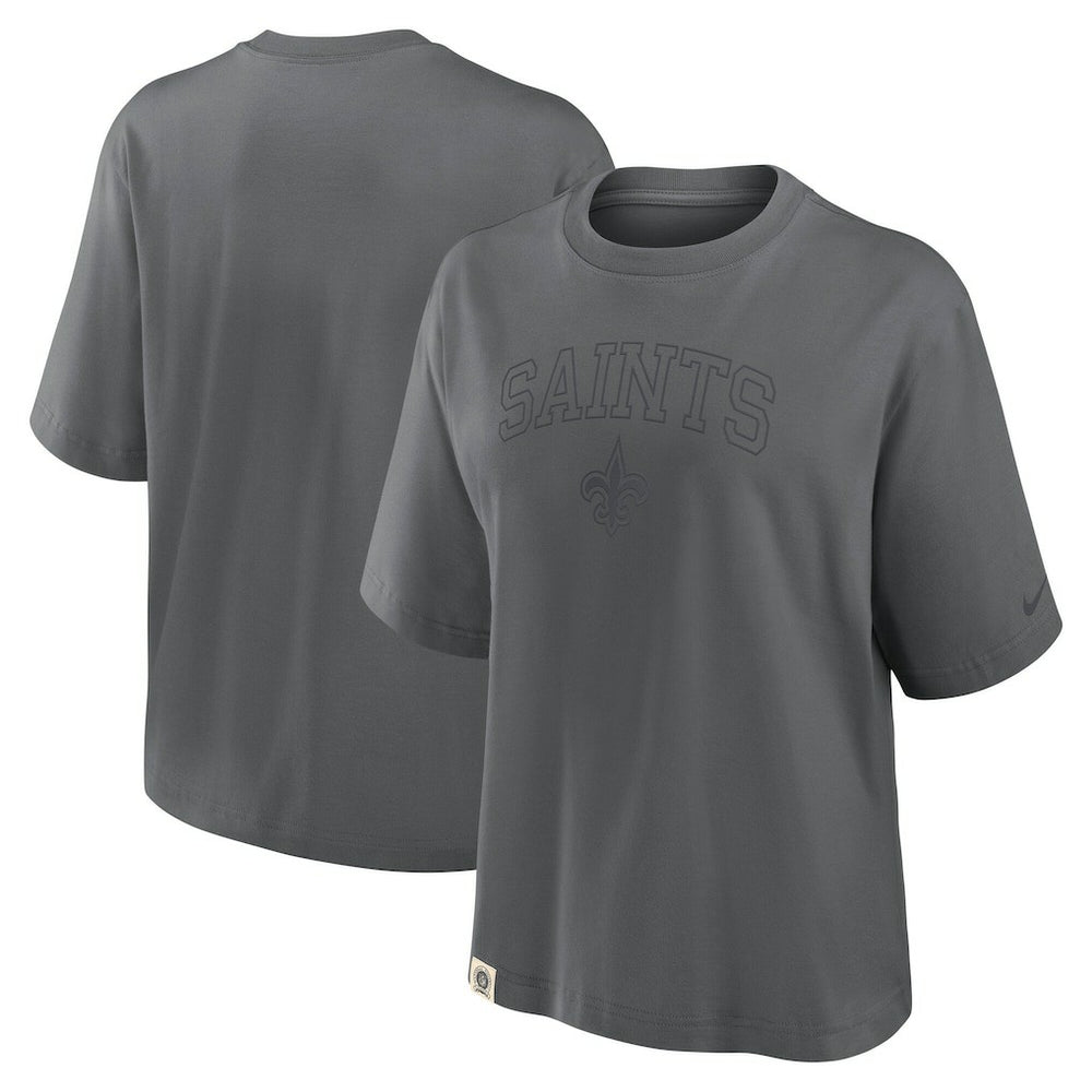 New Orleans Saints Women's Glory Arch Boxy T-Shirt Charcoal - Nike