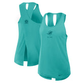 Miami Dolphins Women's Glory Open-Back Crisscross Dri-FIT Tank Top Aqua - Nike