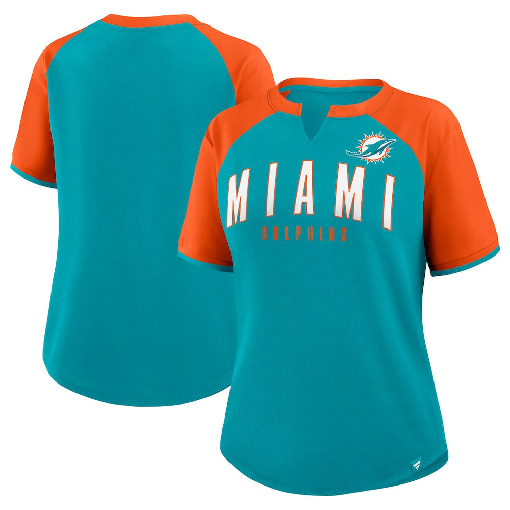 Miami Dolphins Women's Height Advantage T-Shirt Aqua/Orange - Fanatics