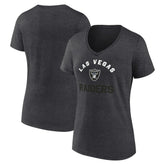 Las Vegas Raiders Logo Athletic Women's Unrivaled V-Neck T-Shirt Heather Charcoal - NFL