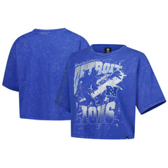 Detroit Lions New Era Women's Cropped Boxy Sport Classics Mineral Wash T-Shirt Blue - NFL