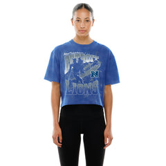 Detroit Lions New Era Women's Cropped Boxy Sport Classics Mineral Wash T-Shirt Blue - NFL
