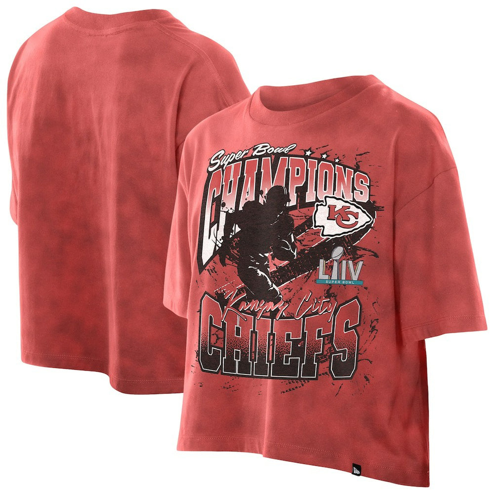 Kansas City Chiefs New Era Women's Cropped Boxy Sport Classics Mineral Wash T-Shirt Red - NFL