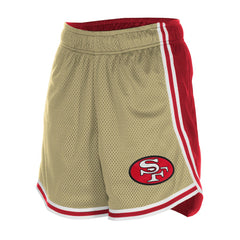 San Francisco 49ers New Era Women's Throwback Sport Classics Mesh Shorts Gold/Scarlet - NFL