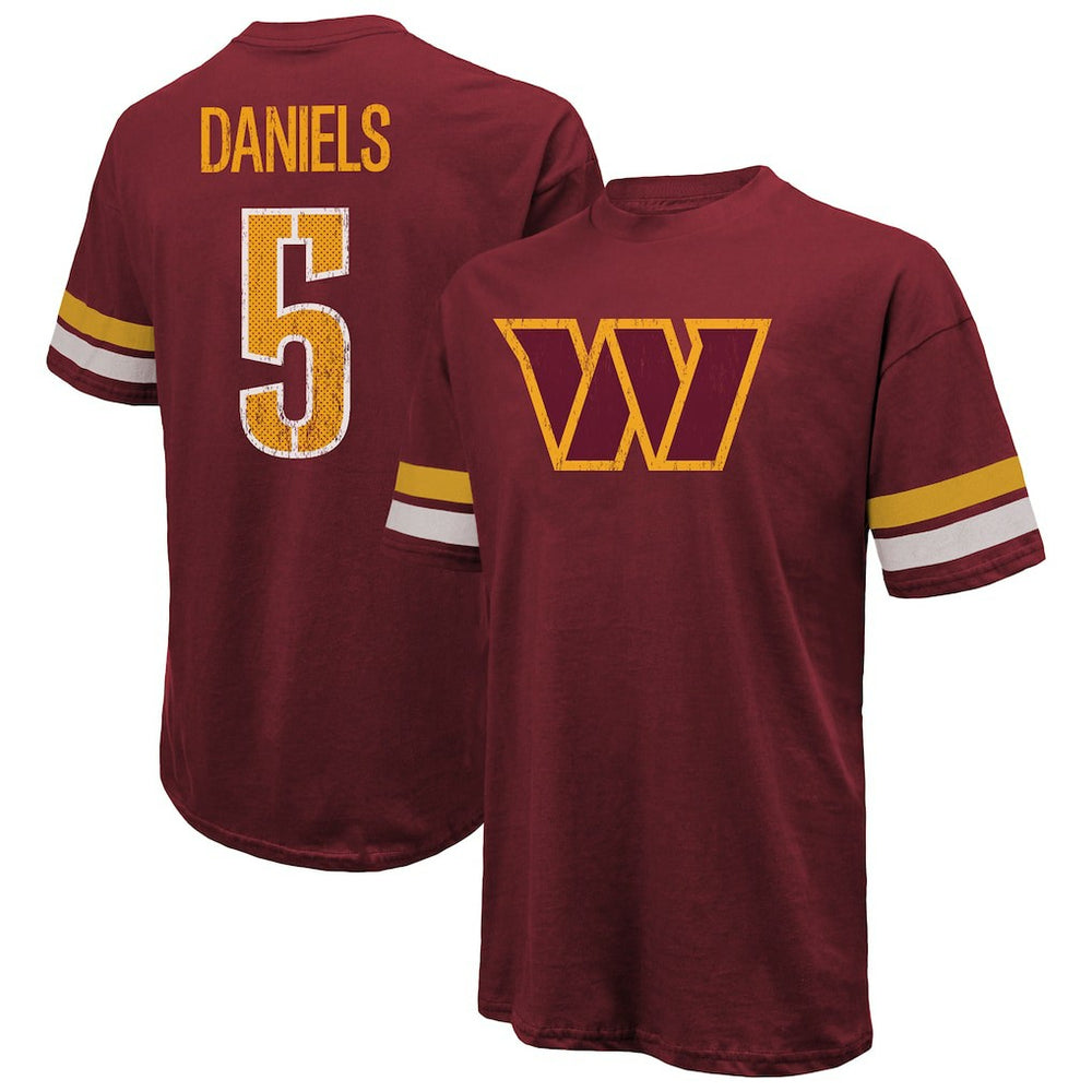 Jayden Daniels Washington Commanders Majestic Threads Name & Number Oversize Fit T-Shirt Burgundy - NFL