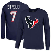 C.J. Stroud Houston Texans Majestic Threads Name & Number Non-Distressed Long Sleeve T-Shirt Navy - NFL
