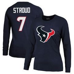 C.J. Stroud Houston Texans Majestic Threads Women's Player Name & Number Long Sleeve T-Shirt Navy - NFL