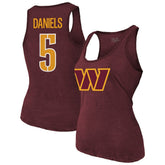 Jayden Daniels Washington Commanders Majestic Threads Women's Name & Number Tri-Blend Scoop Neck Tank Top Burgundy - NFL