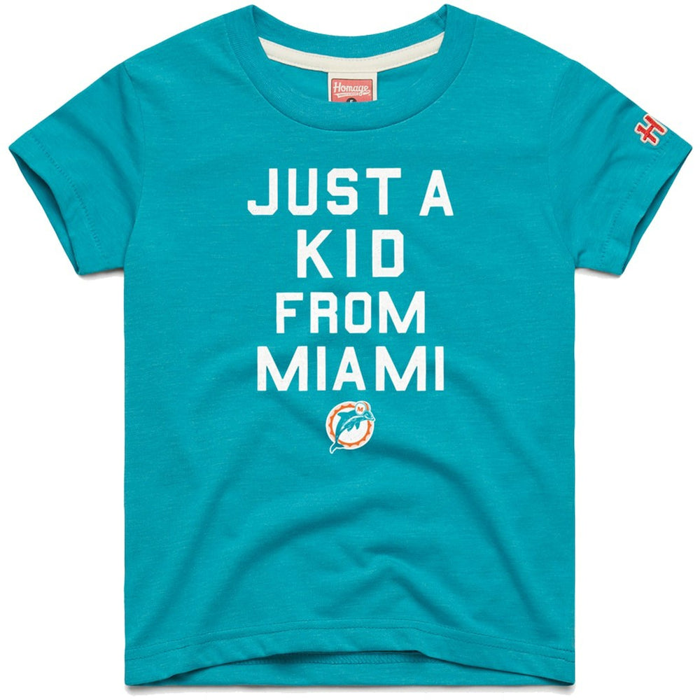 Miami Dolphins Homage Youth Just a Kid Tri-Blend T-Shirt Aqua - NFL