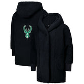 NBA - The Best Lounger in the World By Jill Martin Milwaukee Bucks Unisex Black Oversized Open-Front Hoodie Sweater