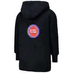 NBA - The Best Lounger in the World By Jill Martin Detroit Pistons Unisex Black Oversized Open-Front Hoodie Sweater