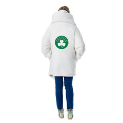 NBA - The Best Lounger in the World By Jill Martin Boston Celtics Unisex Cream Oversized Open-Front Hoodie Sweater