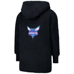 NBA - The Best Lounger in the World By Jill Martin Charlotte Hornets Unisex Black Oversized Open-Front Hoodie Sweater