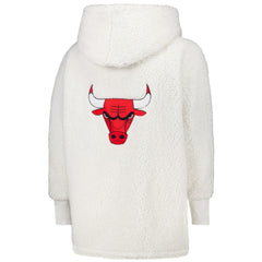 NBA - The Best Lounger in the World By Jill Martin Chicago Bulls Unisex Cream Oversized Open-Front Hoodie Sweater