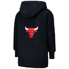 NBA - The Best Lounger in the World By Jill Martin Chicago Bulls Unisex Black Oversized Open-Front Hoodie Sweater