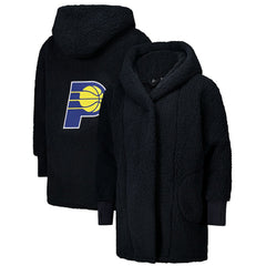 NBA - The Best Lounger in the World By Jill Martin Indiana Pacers Unisex Black Oversized Open-Front Hoodie Sweater