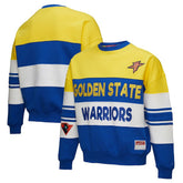 Mitchell & Ness - Golden State Warriors x DANNIJO Women's Blocked Pullover Sweatshirt - Gold/Royal