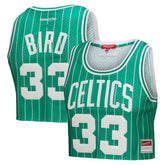 Mitchell & Ness - Larry Bird Boston Celtics x DANNIJO Women's Fashion Cropped Basketball Jersey - Kelly Green