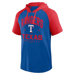 Texas Rangers Logo Athletic Prime Raglan Short Sleeve Hoodie T-Shirt Clearance